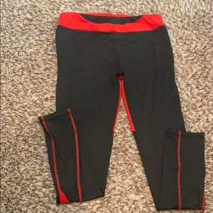 Red and black compression workout pants